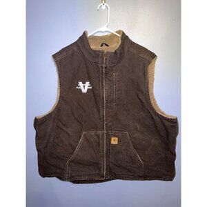 Men’s Brown Carhartt Tan Sherpa Lined Vest Size 3XL Company‎ Logo, Work Wear